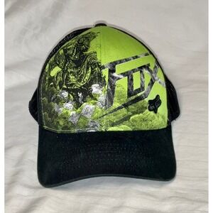 Fox Racing Mens Trucker Cap Snapback Lime Green Black Motocross Graphic OSFA